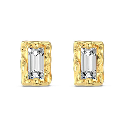 KAKODIY Elegant 925 Sterling Silver Stud Earrings, Emerald Cubic Zirconia 18K Gold Plated Sterling Silver Jewelry
