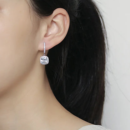 Sterling Silver Stud Earrings Drop Cubic Zirconia Zircon Shaped for Women Gemstone Trendy Earings 2025 Jewelry