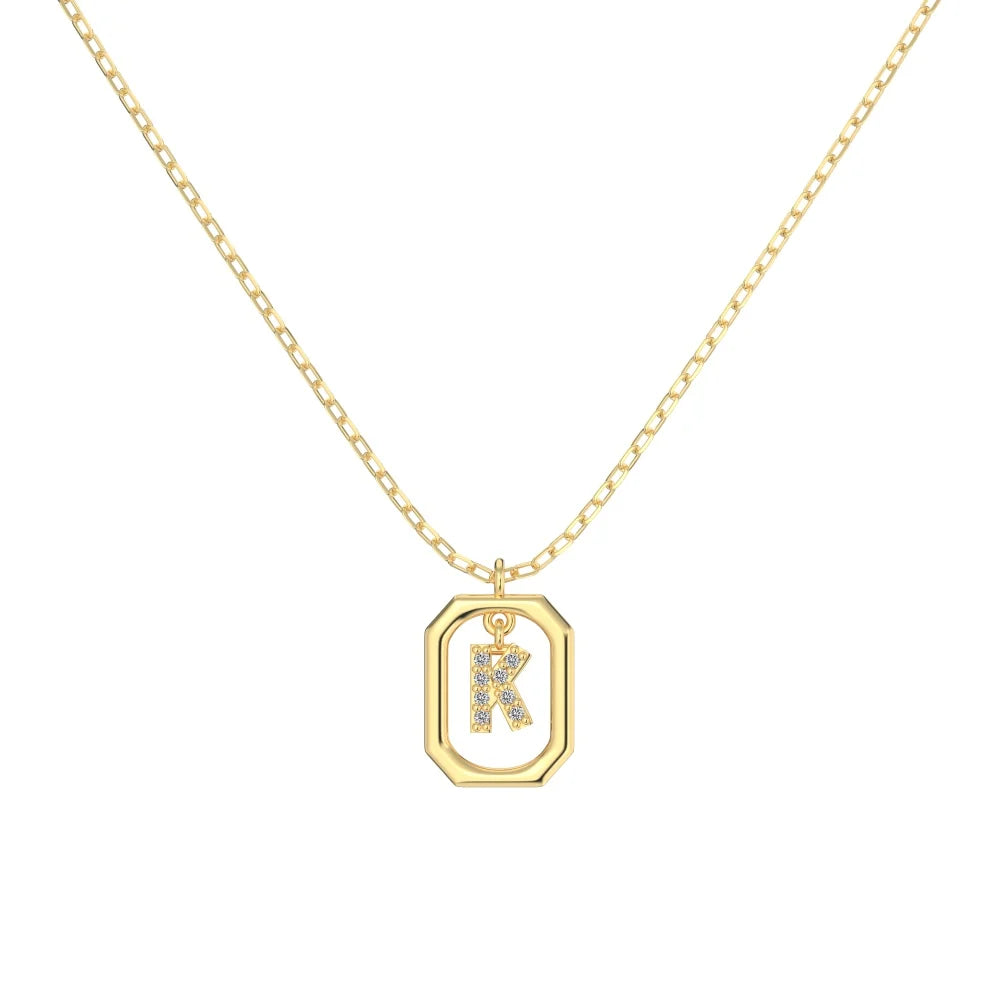 925 Silver K Initial 5A CZ Necklace DY191339 product image 6