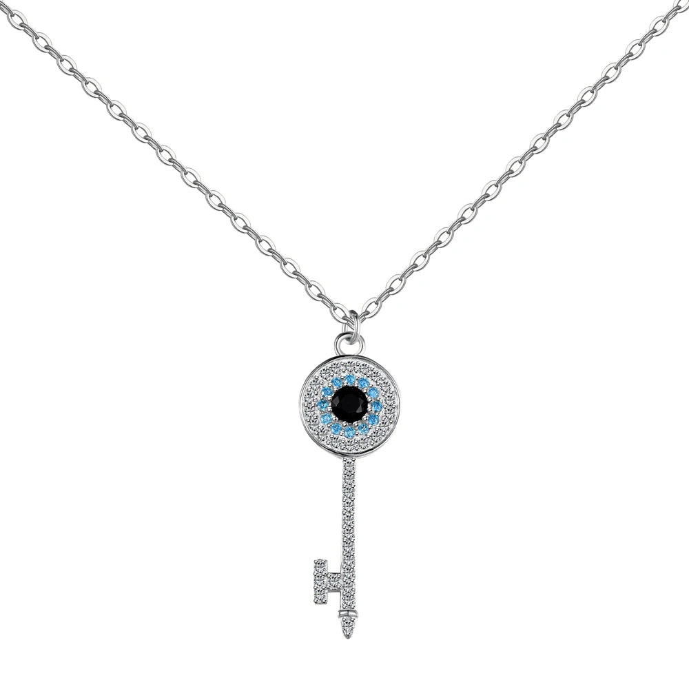 925 Silver Evil Eye CZ Pendant Necklace DY190658 by KAKODIY