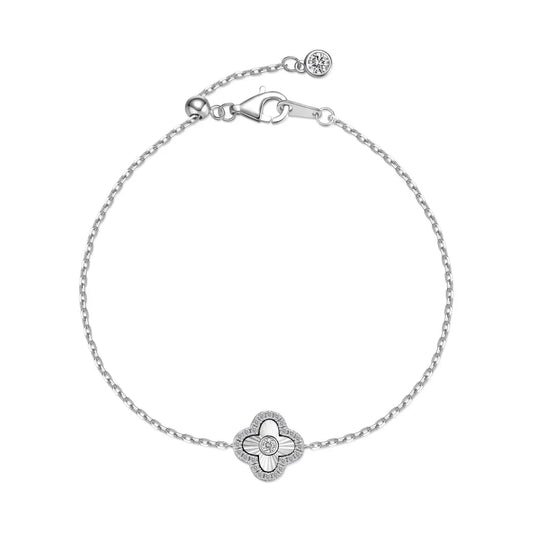 925 Sterling Silver Clover 5A CZ Chain Bracelet product image 5