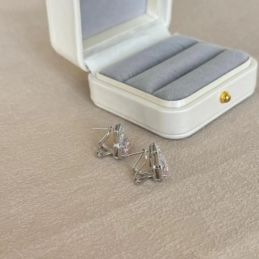 KAKODIY Elegant 925 Sterling Silver Stud Earrings with 8A Emerald Pink Cubic Zirconia Sterling Silver Jewelry - product image 3
