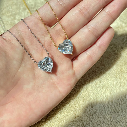 925 Sterling Silver Heart 8A CZ Pendant Necklace product image 5