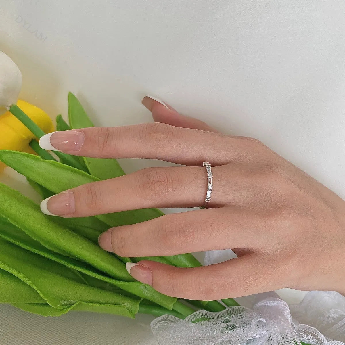 925 Sterling Silver CZ Engagement Ring DY120077 product image 6
