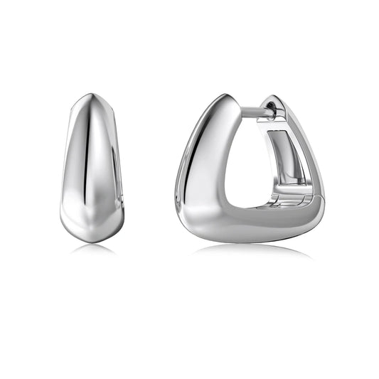 New Trendy Vintage Geometric Triangle Square Huggie Earring S925 Sterling Silver 18K Gold Plated Hoop Earrings for Women