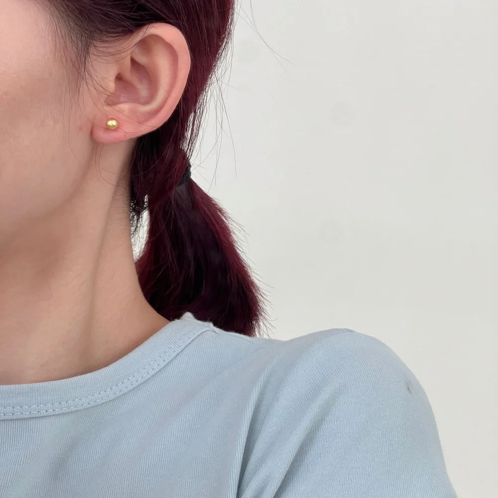 KAKODIY Simple Design Boutique Jewelry 18K Electroplated Frosted Surface 925 Sterling Silver 5 * 5mm Beaded Stud Earrings Women Earrings - product image 2