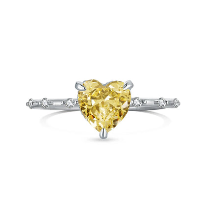 S925 Silver Hypoallergenic Rhodium Plated 8A Crushed Iced Out Cut Cubic Zirconia Heart Wedding Ring