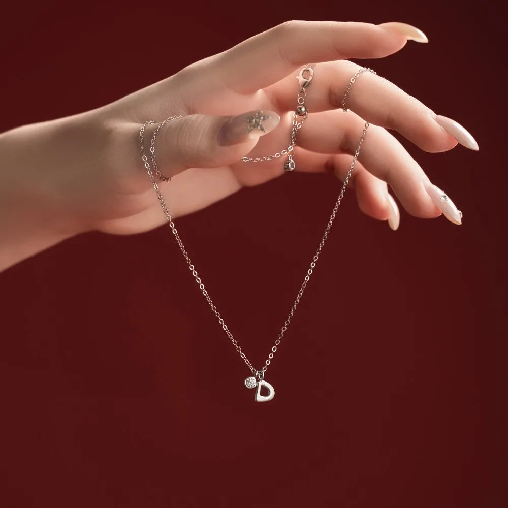925 Sterling Silver D Initial 5A CZ Necklace product image 2