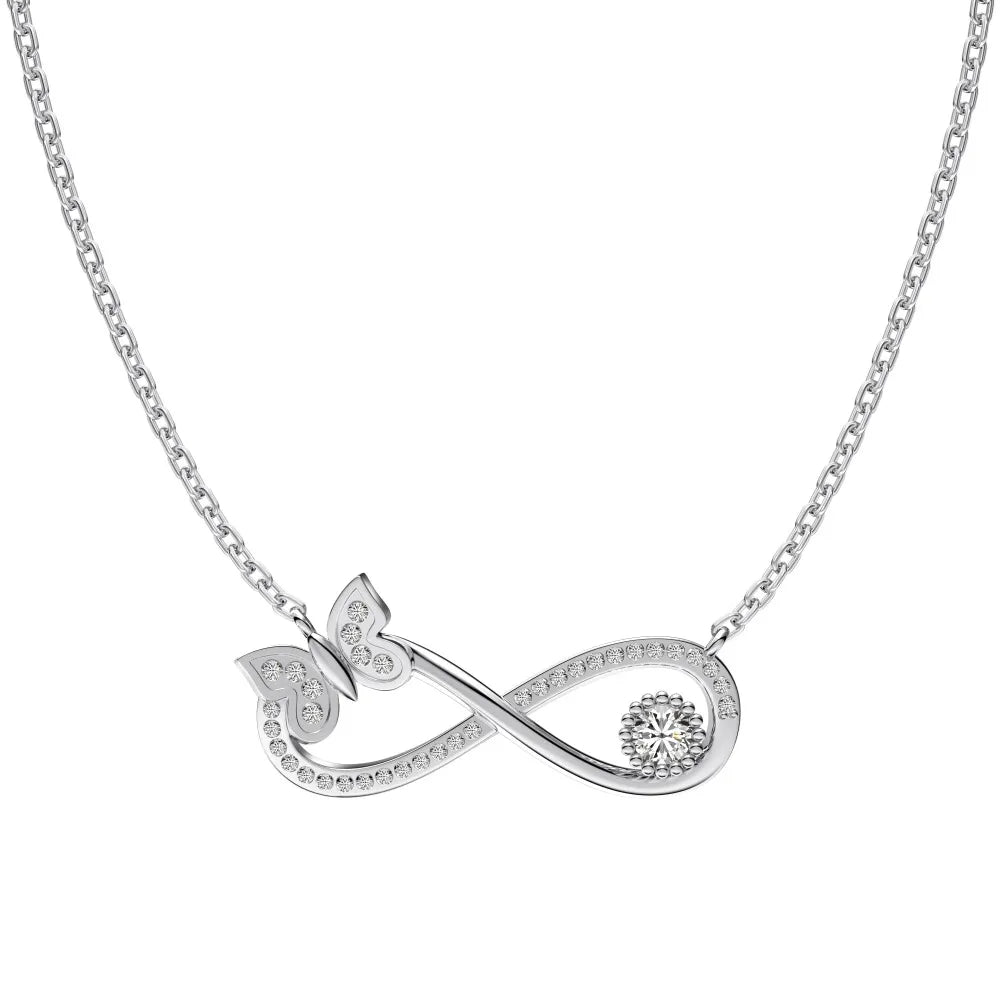 Stylish Geometric Design S925 Silver Link Chain 5A Cubic Zirconia Butterfly Number 8 Infinity Symbol Pendant Necklaces