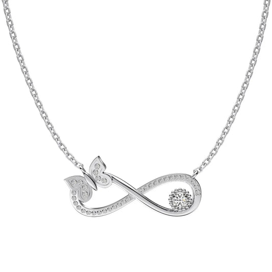 Stylish Geometric Design S925 Silver Link Chain 5A Cubic Zirconia Butterfly Number 8 Infinity Symbol Pendant Necklaces