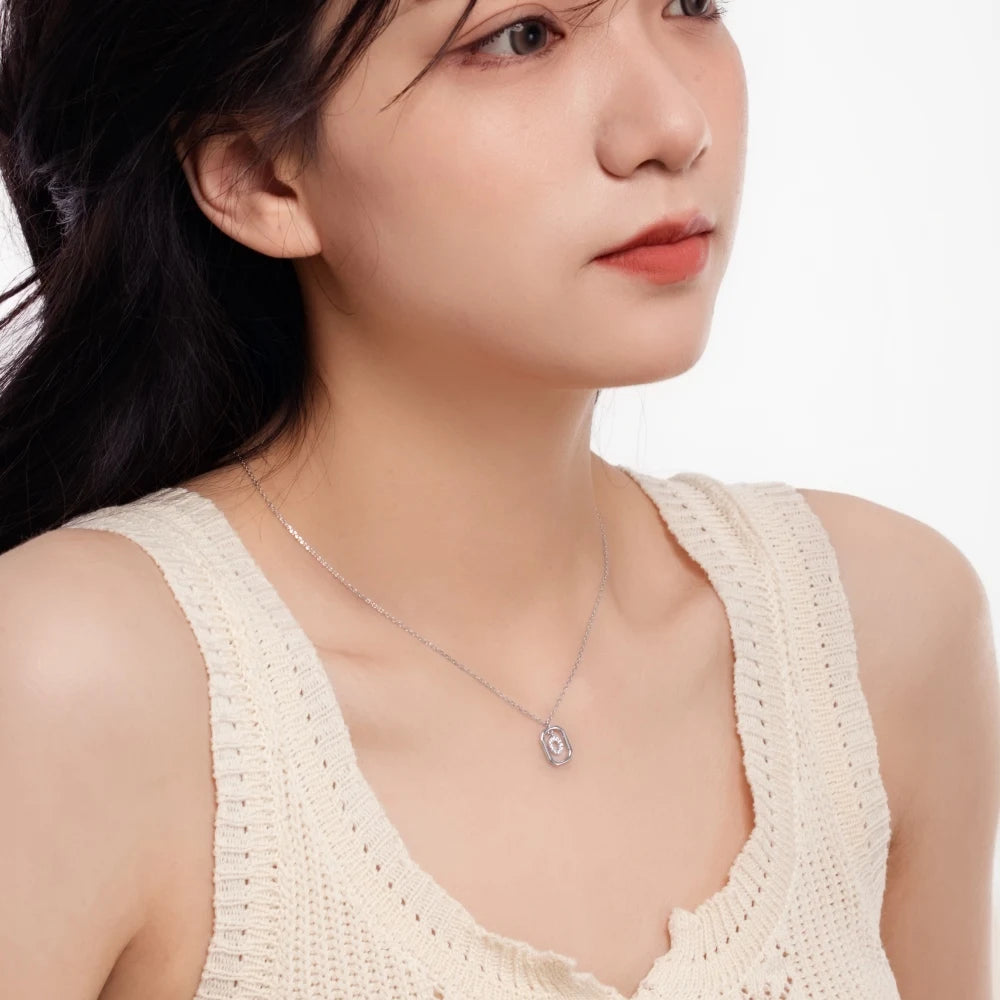 925 Sterling Silver CZ Initial Necklace DY191343 product image 5