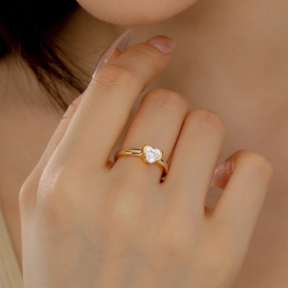 Simplicity Design Dainty Jewelry Manufacturer Sterling Silver Wedding Band Heart Shape 5A Zirconia Promise Engagement Ring