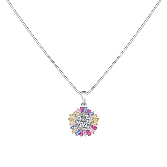 Classic Design 925 Sterling Silver Woman Pendant Necklace Sense Colorful Zirconia Design Chain Fine Jewelry Wholesale