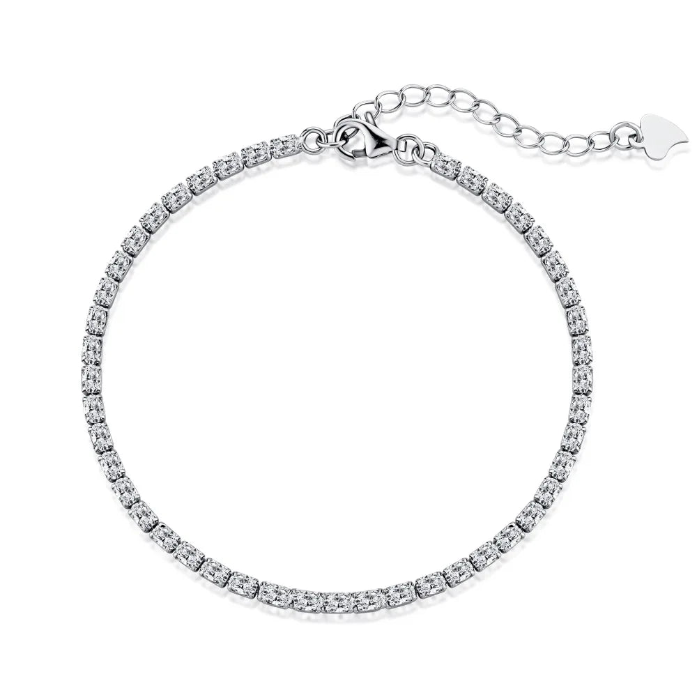 Unisex Weeding Series Unique Stackable Twinkle Zircons Engraved Box Chain 925 Sterling Silver Single Bracelets
