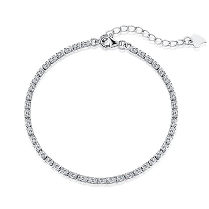 Unisex Weeding Series Unique Stackable Twinkle Zircons Engraved Box Chain 925 Sterling Silver Single Bracelets