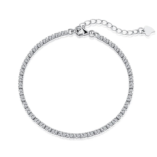 Unisex Weeding Series Unique Stackable Twinkle Zircons Engraved Box Chain 925 Sterling Silver Single Bracelets
