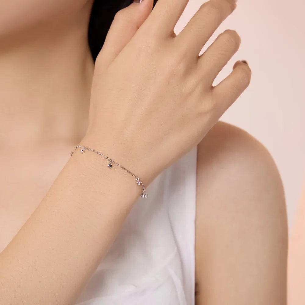925 Sterling Silver CZ Statement Chain Bracelet product image 3