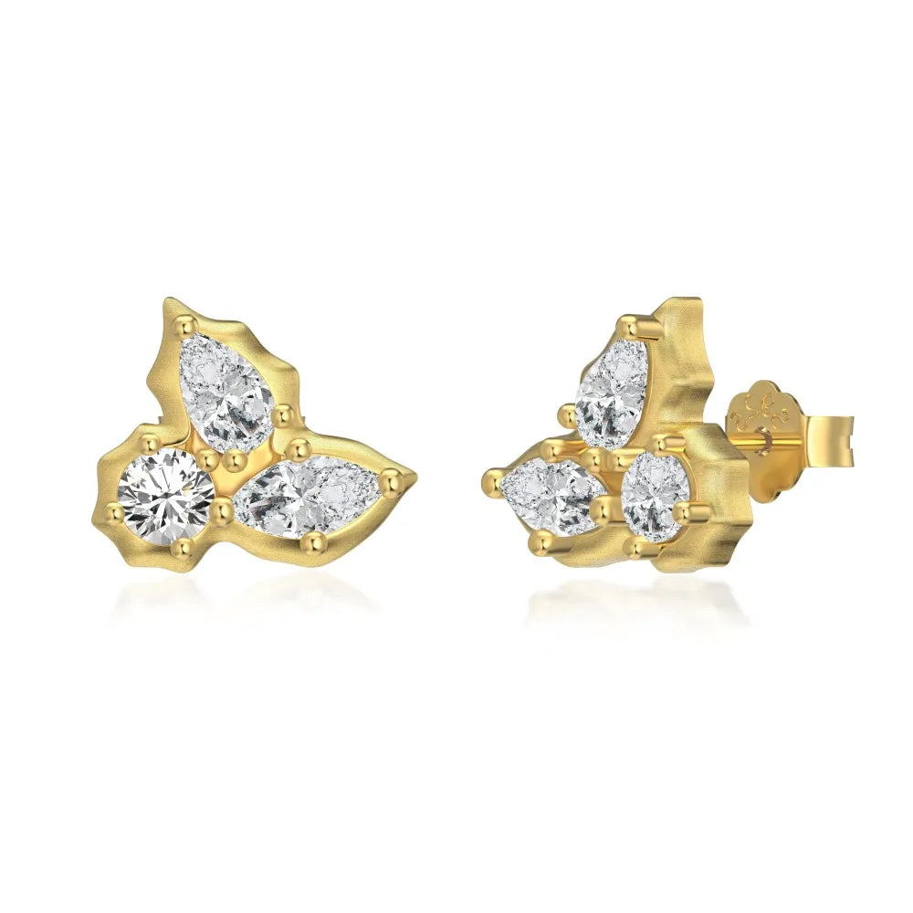 Dylam Trending Geometric Design Solid S925 Silver Rhodium 18K Gold Plated Triangle Marquise 5A CZ Zirconia Stud Earrings Jewelry