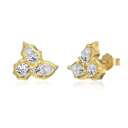 Dylam Trending Geometric Design Solid S925 Silver Rhodium 18K Gold Plated Triangle Marquise 5A CZ Zirconia Stud Earrings Jewelry