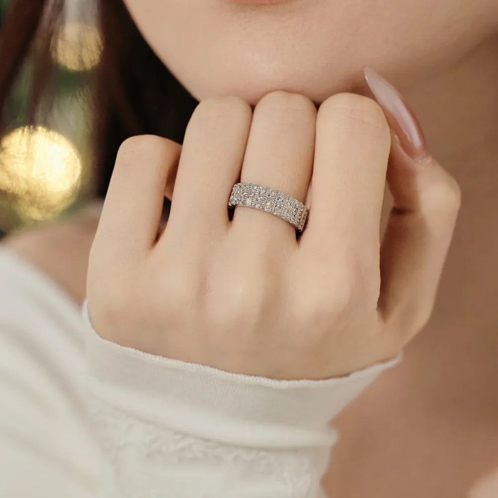 Delicate Chunky Multiple Layer Wedding Band 5A Cubic Zirconia S925 Silver Women Dress up Jewelry Engagement Proposal Rings
