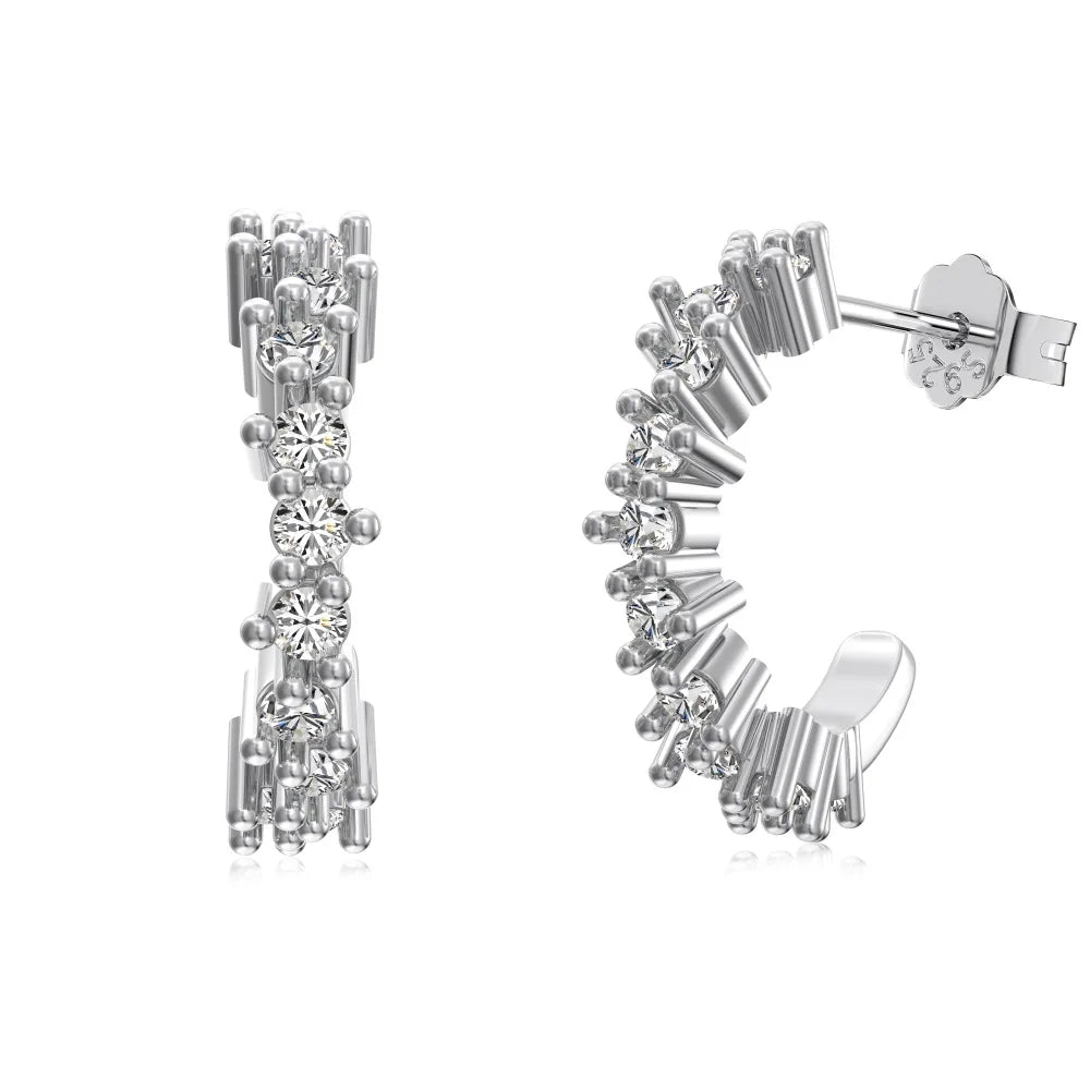 KAKODIY Classic 925 Sterling Silver Irregular Zirconia Stud Earrings Women 18K Gold Statement Half Hoop C Earrings Jewelry Gift - product image 1