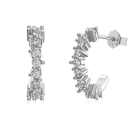 KAKODIY Classic 925 Sterling Silver Irregular Zirconia Stud Earrings Women 18K Gold Statement Half Hoop C Earrings Jewelry Gift - product image 1