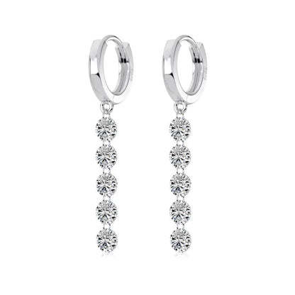 KAKODIY Long Round Zircon Pendant 14K Gold Plated Earrings 925 Sterling Silver Fine Jewelry Earrings - product image 1