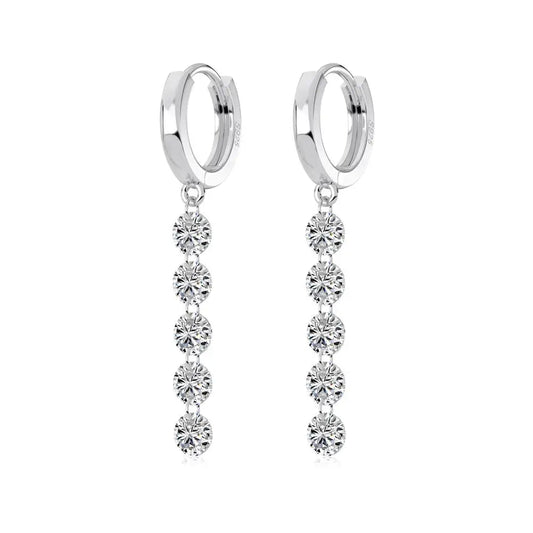 KAKODIY Long Round Zircon Pendant 14K Gold Plated Earrings 925 Sterling Silver Fine Jewelry Earrings - product image 1