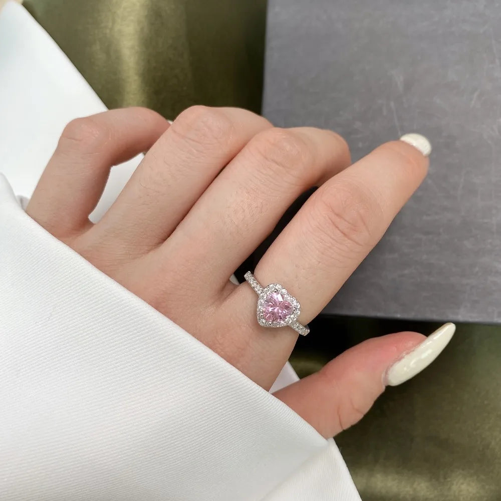 925 Silver Heart 8A CZ Engagement Ring TL120016 product image 2