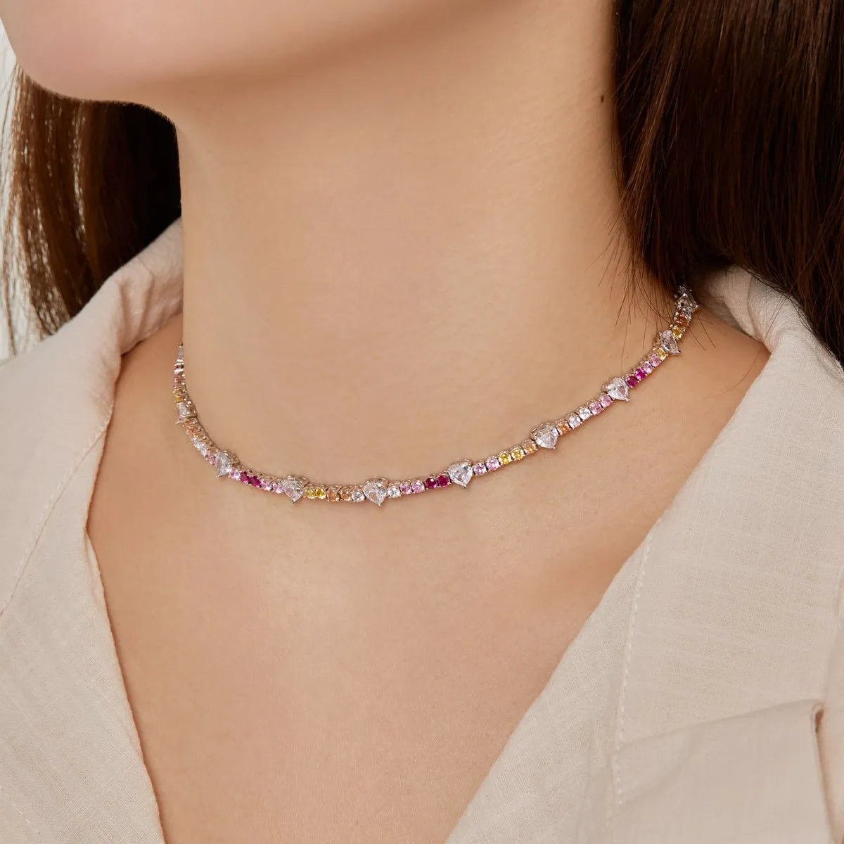 925 Sterling Silver Bow CZ Statement Necklace product image 5