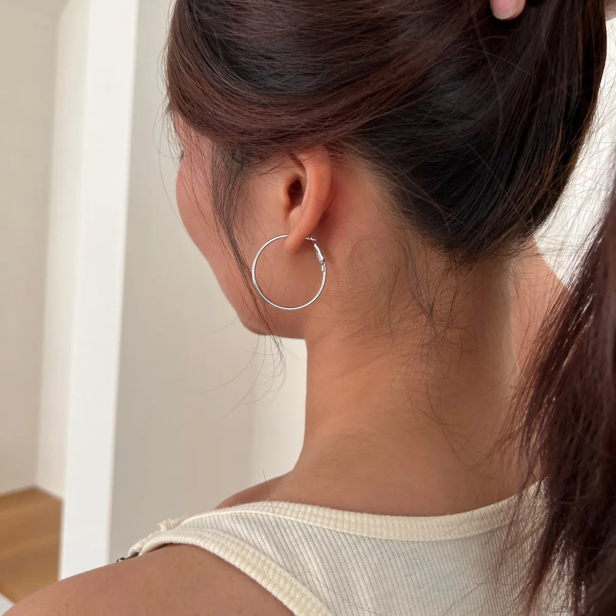 Nickel Free Hypoallergenic 925 Sterling Silver Round Circle Earring 18K Gold Plated Big Large Hoop Earrings for Women Girl