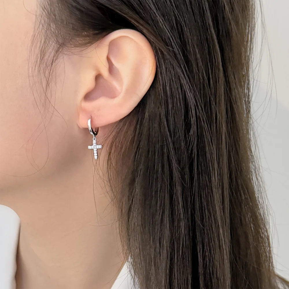 KAKODIY Jewelry Exquisite 925 Sterling Silver 5A Cubic Zirconia Miniature Religious Cross Pendant Earrings Women's Daily Jewelry - product image 2