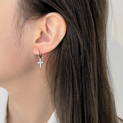KAKODIY Jewelry Exquisite 925 Sterling Silver 5A Cubic Zirconia Miniature Religious Cross Pendant Earrings Women's Daily Jewelry - product image 2