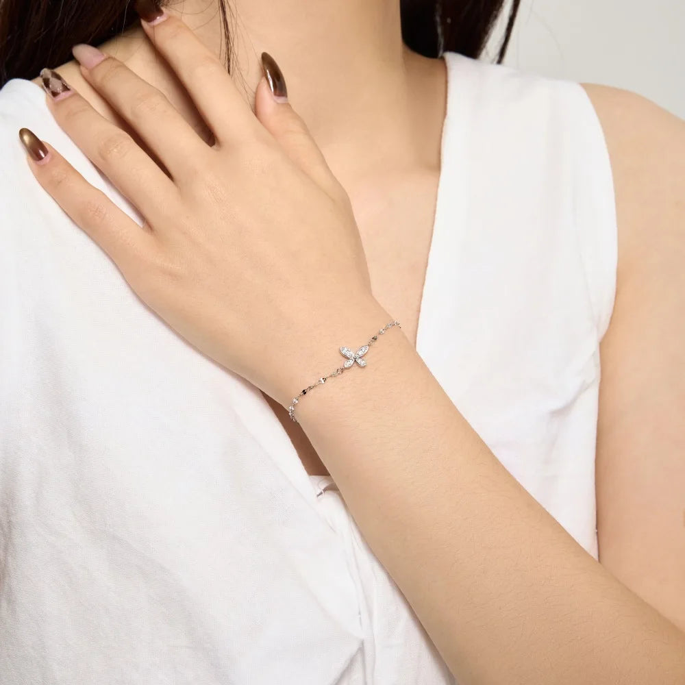 925 Silver Butterfly 5A CZ Chain Bracelet DY150664 product image 4