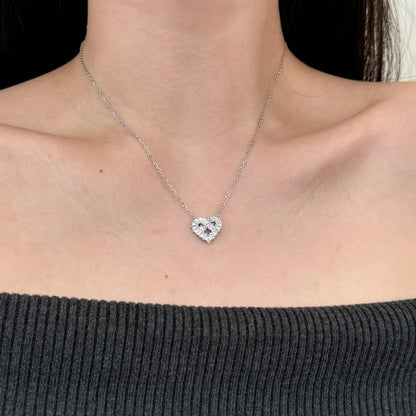Delicate Design 925 Sterling Silver Hypoallergenic Link Chain Baguette Stone 5A Cubic Zirconia Heart Pendant Necklaces
