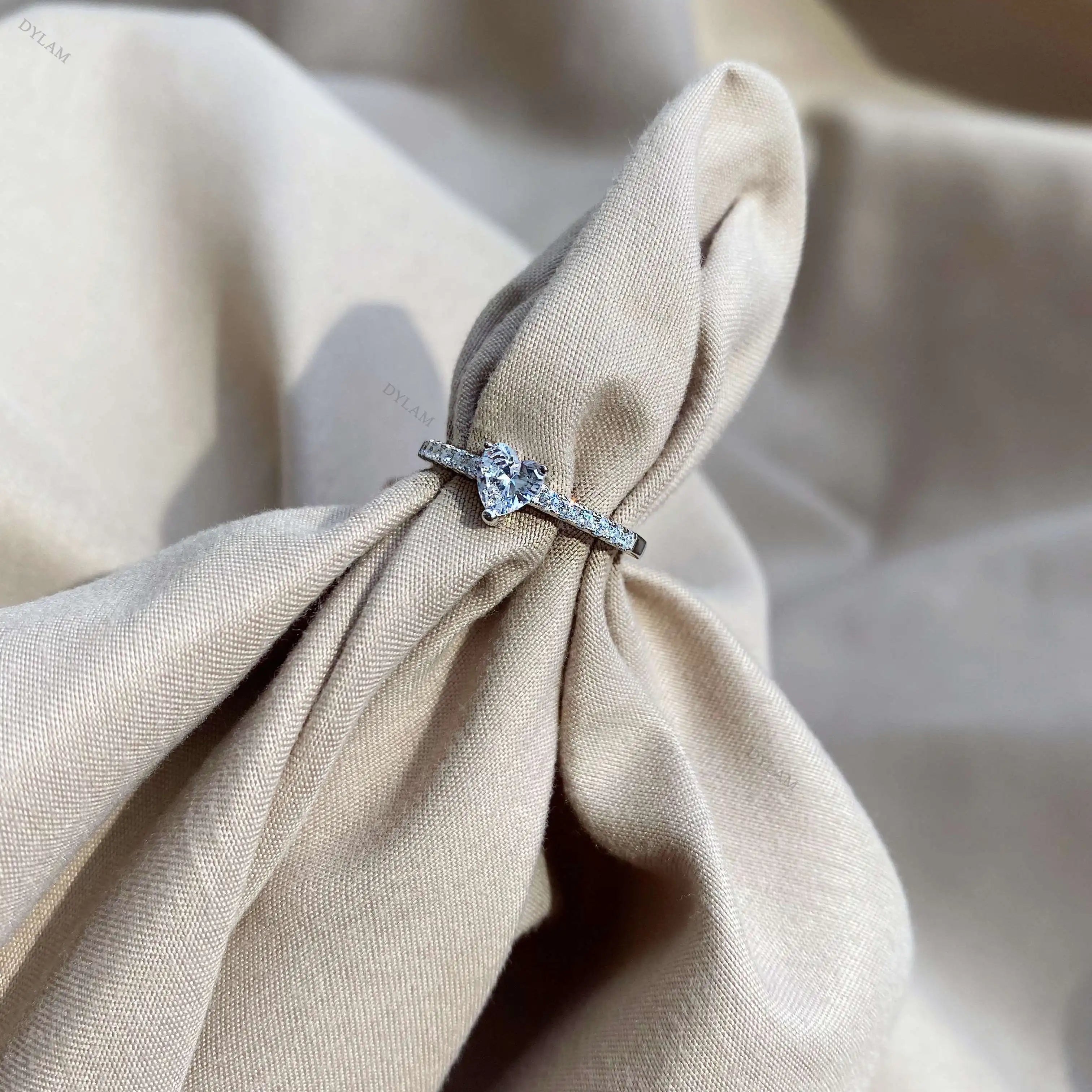 Simplicity Minimalist 5A Level CZ Stone Wedding Rings Heart Love 925 Silver Sterling Rings Jewelry