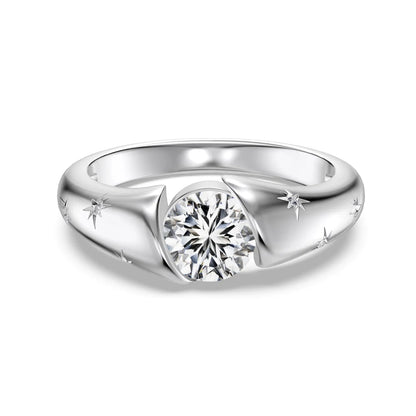 925 Sterling Silver Star Bridal Engagement Ring by KAKODIY
