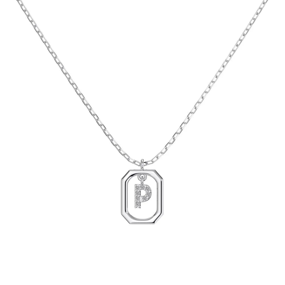 925 Sterling Silver CZ Initial Necklace DY191344 product image 5