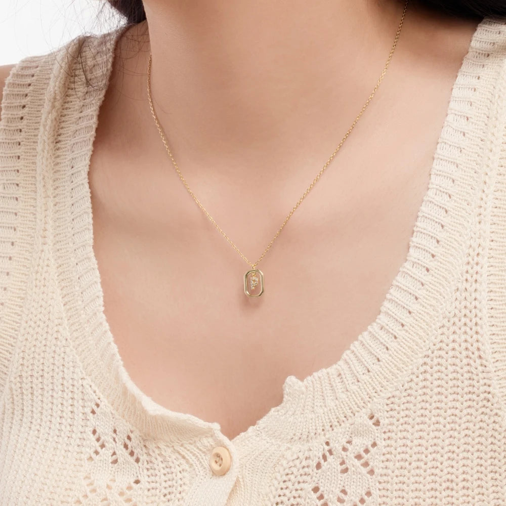 925 Sterling Silver CZ Initial Necklace DY191344 product image 3