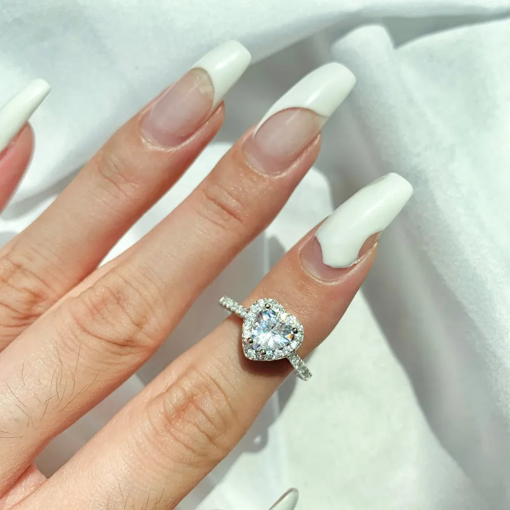 925 Silver Heart 8A CZ Engagement Ring TL120016 product image 3