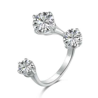 New Arrival Minimalist Design Rhodium Plated 925 Sterling Silver Adjustable 5A Zirconia Women Wedding Promise Rings