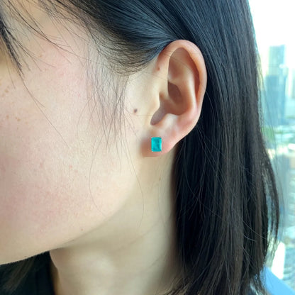 KAKODIY Classic Design Boutique Jewelry Rhodium Plated 925 Sterling Silver Rectangular Emerald Cut 5A Cubic Zirconia Stud Earrings Women - product image 5