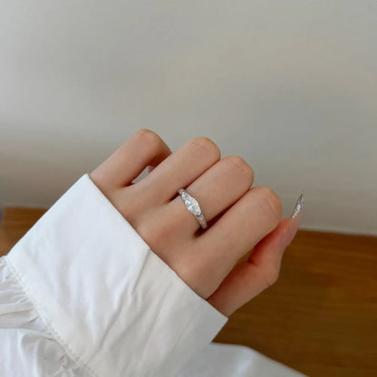 Delicate Classic Top Jewelry 925 Sterling Silver Eternity Band Shiny  Marquise 5A Cubic Zirconia Engagement Rings
