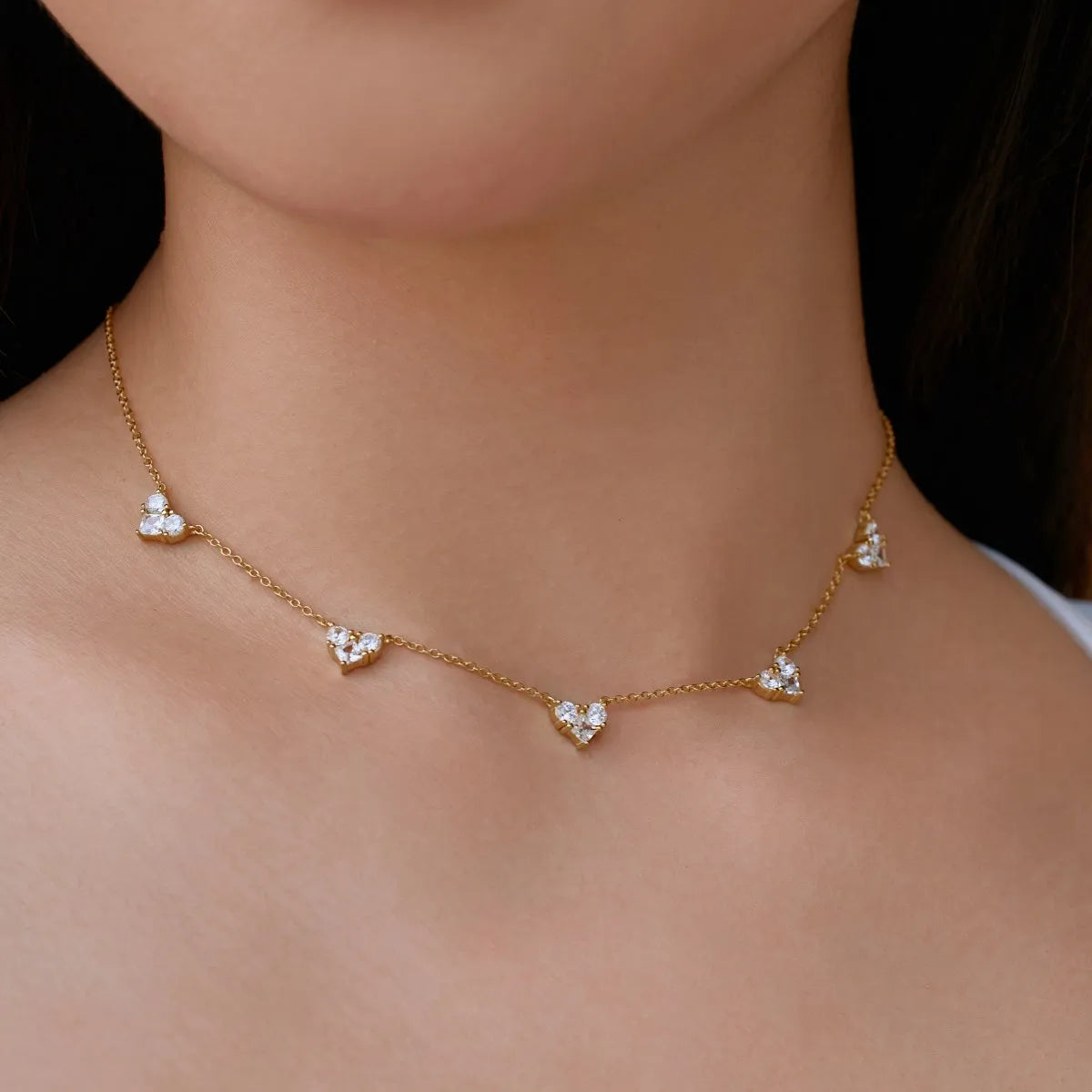 Delicate Design Wholesale S925 Silver Jewelry 18K Gold Plated Heart Pendant Necklace Cz Cubic Zirconia Necklaces for Women
