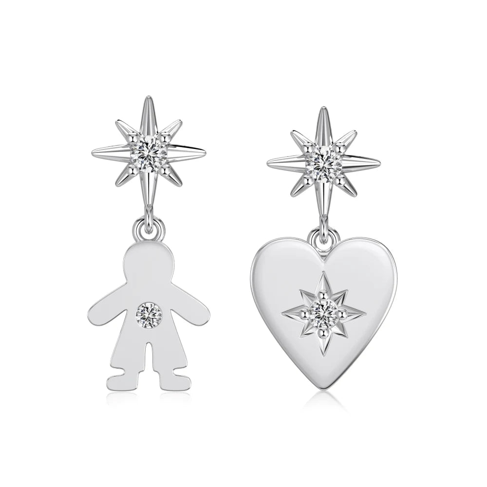 KAKODIY Sterling Silver Heart Boy Stud Earrings 5A Cubic Zirconia Hypoallergenic Sensitive Ears Perfect Valentine's Day Gift - product image 1