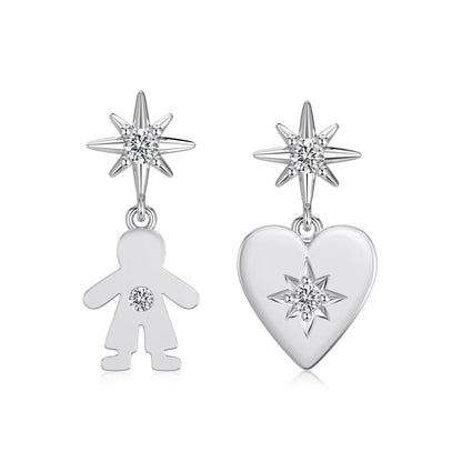 KAKODIY Sterling Silver Heart Boy Stud Earrings 5A Cubic Zirconia Hypoallergenic Sensitive Ears Perfect Valentine's Day Gift - product image 1