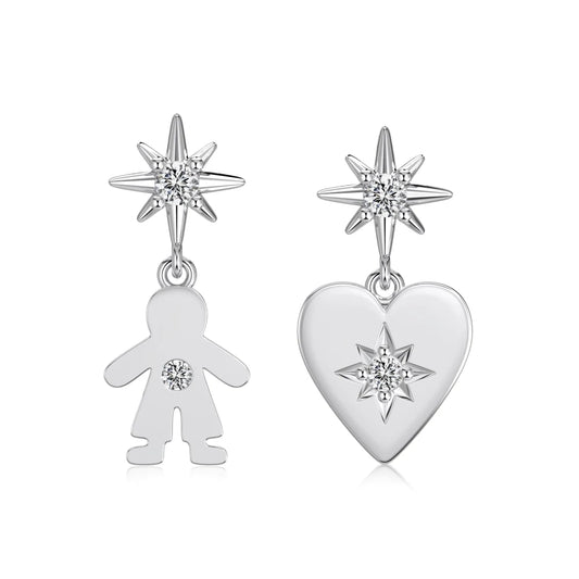 KAKODIY Sterling Silver Heart Boy Stud Earrings 5A Cubic Zirconia Hypoallergenic Sensitive Ears Perfect Valentine's Day Gift - product image 1