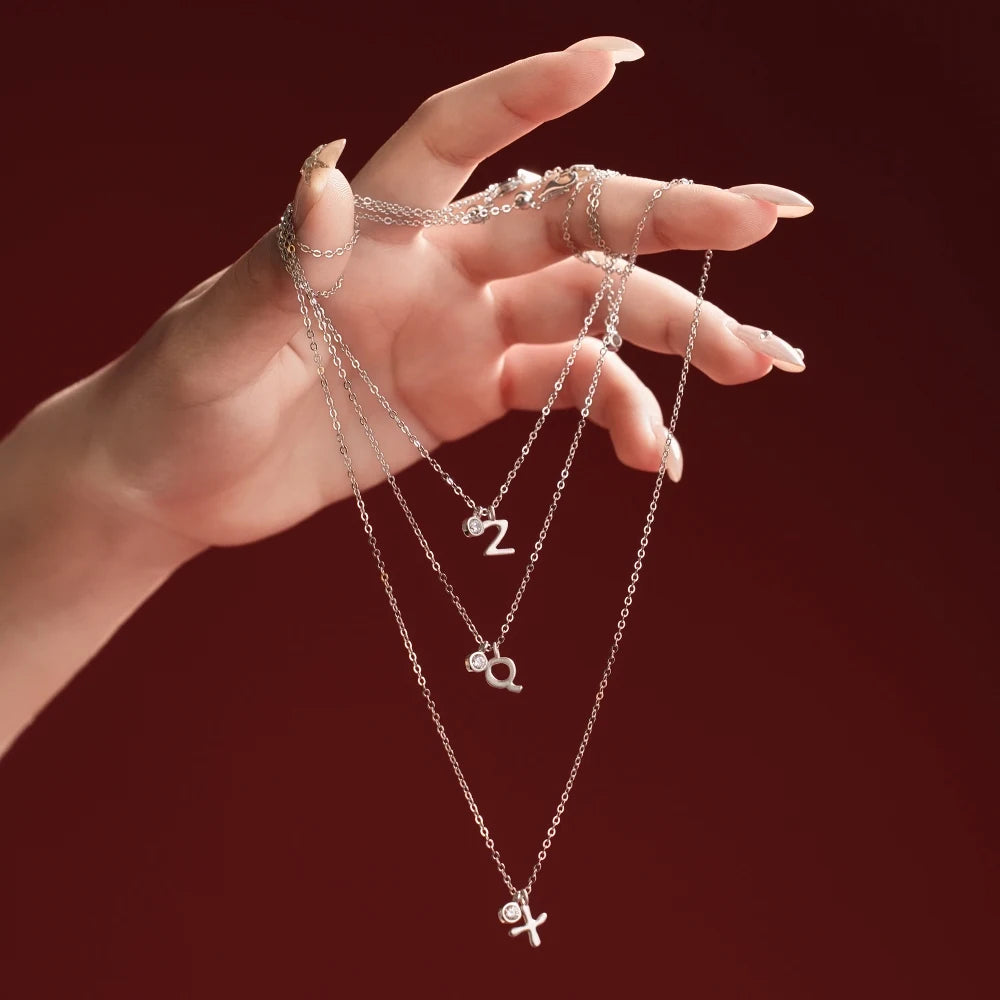 925 Sterling Silver Q Initial CZ Necklace DY191890 product image 6