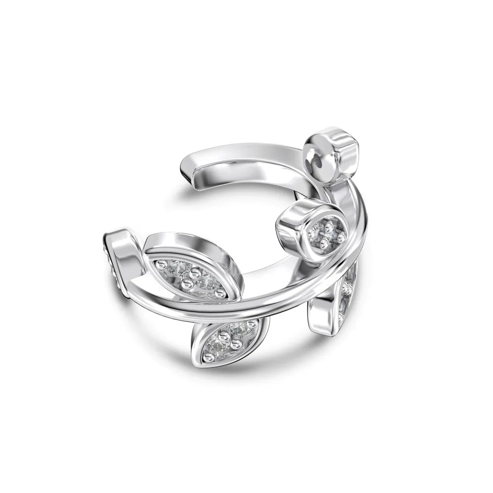 925 Sterling Silver Fine Jewelry Cute Leaf Shape Ear Cuff Earring Small Cz Diamond 18K Gold Plated Clip on Earrings Women