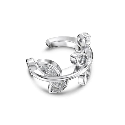 925 Sterling Silver Fine Jewelry Cute Leaf Shape Ear Cuff Earring Small Cz Diamond 18K Gold Plated Clip on Earrings Women